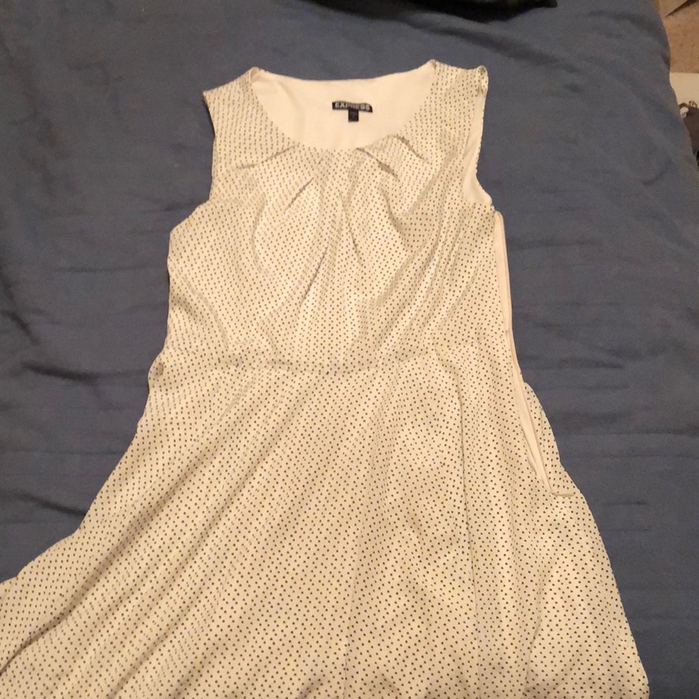 Express dress! White with little black triangles!